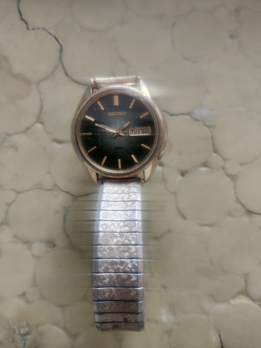 Seiko Green Dial Gold Accent Day-Date Wristwatch